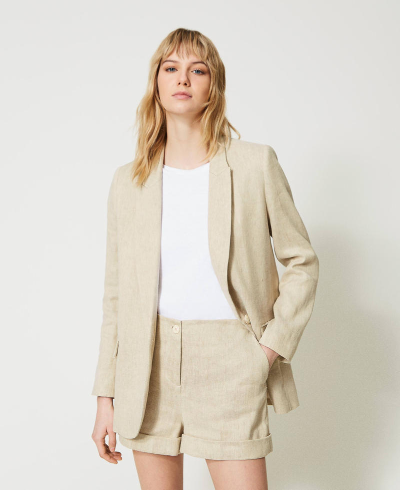 Linen blend twill shorts