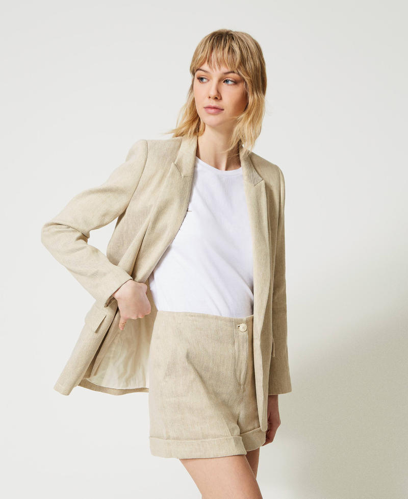 Linen blend twill shorts