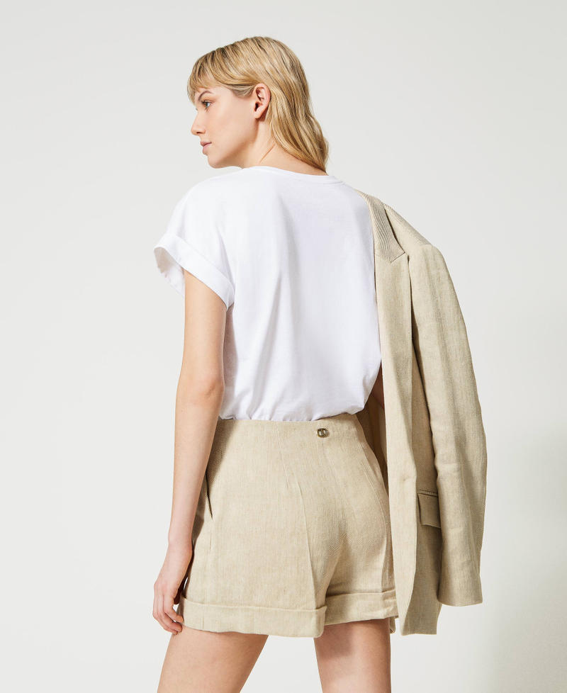 Linen blend twill shorts