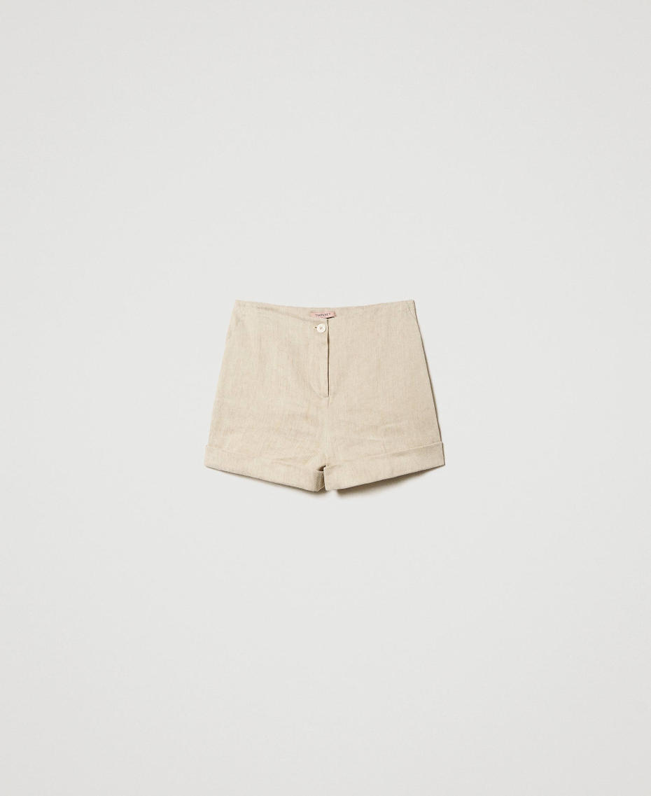 Linen blend twill shorts