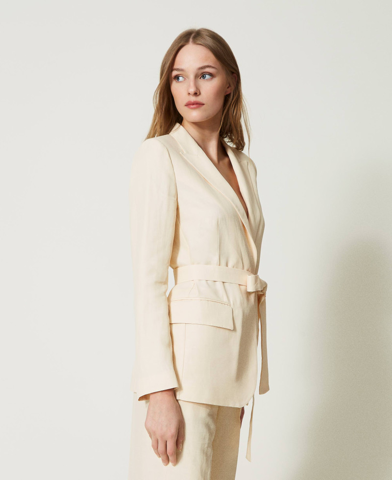 Blazer Byblos Beige à Pois Blancs, Double Boutonnage, Taille 42 IT - Occasion En Très Bon état