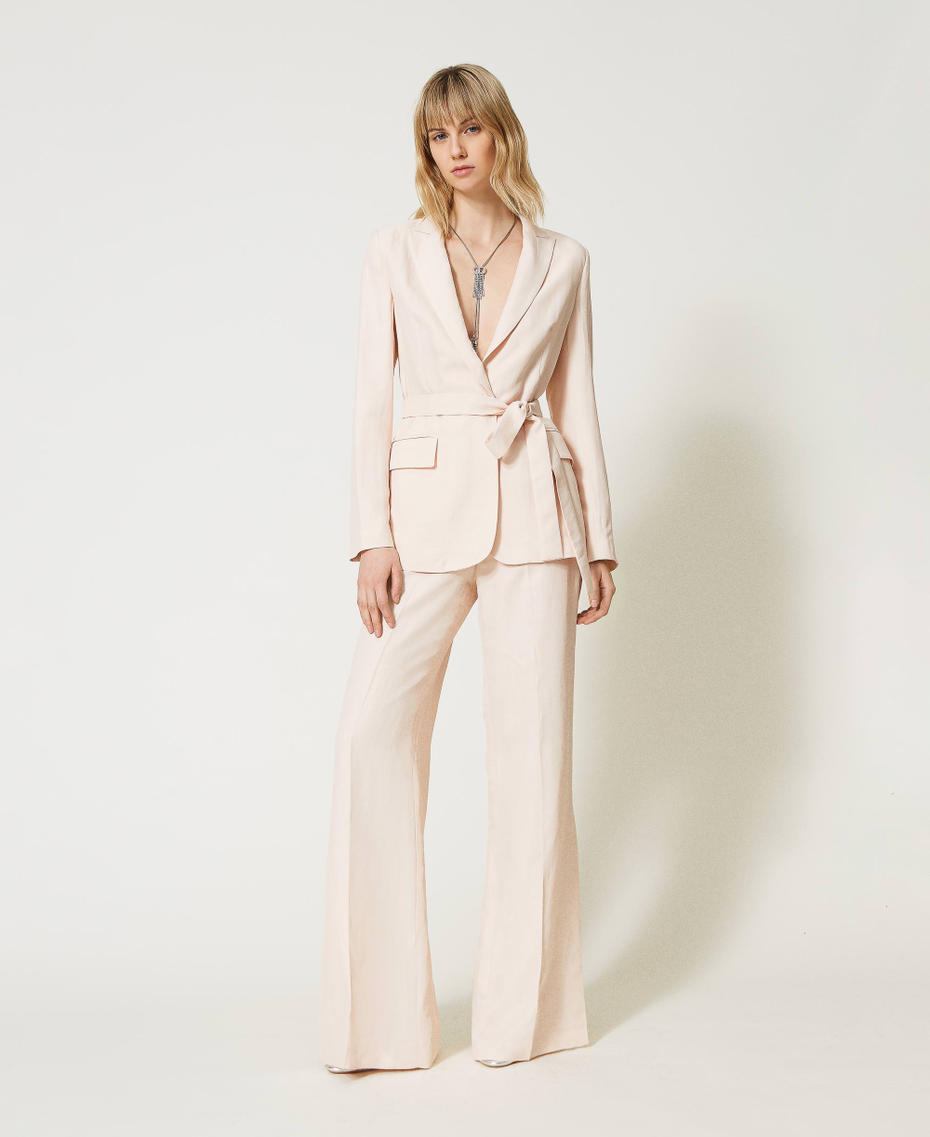 Blazer en lin mélangé Ivoire Femme 231TT2771-01