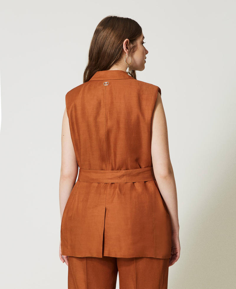 Linen blend waistcoat "Hazelnut” Brown Woman 231TT2772-03