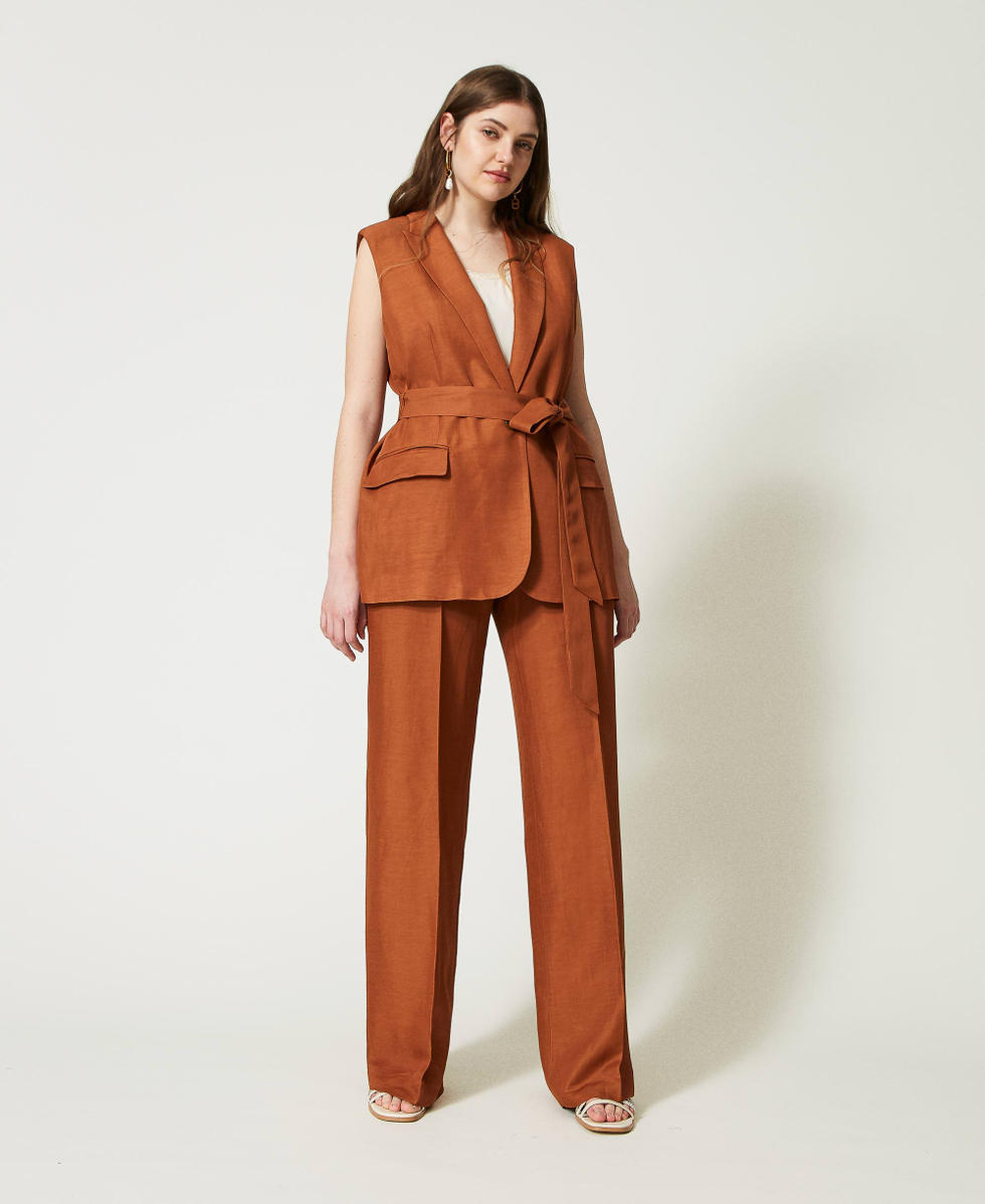 Linen blend waistcoat