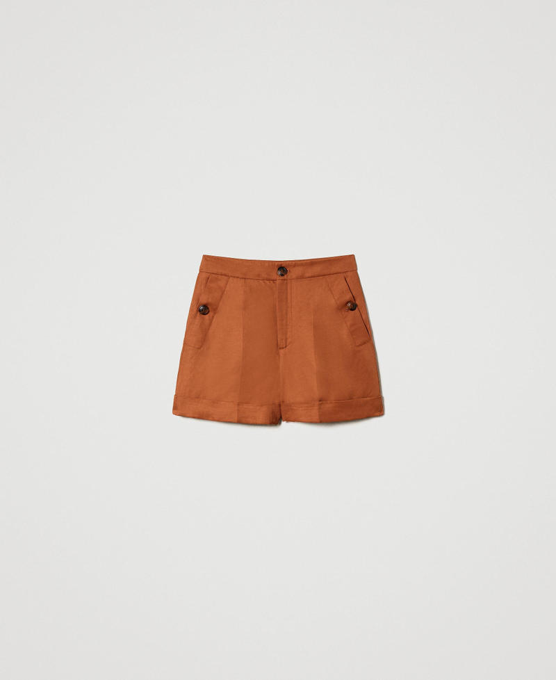 Linen blend shorts "Hazelnut” Brown Woman 231TT2774-0S