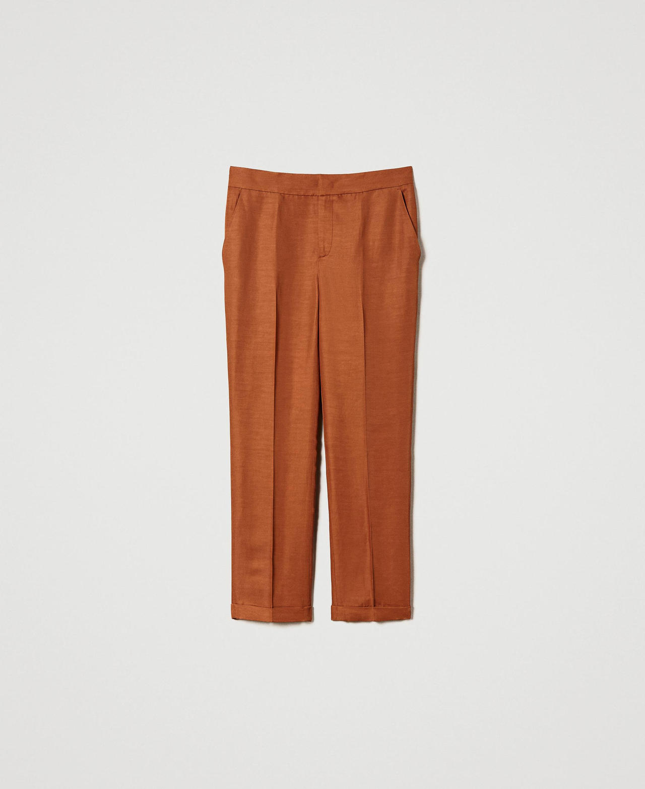 Pantaloni a sigaretta in misto lino
