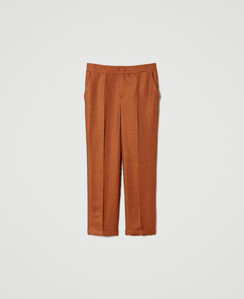 Linen blend cigarette trousers