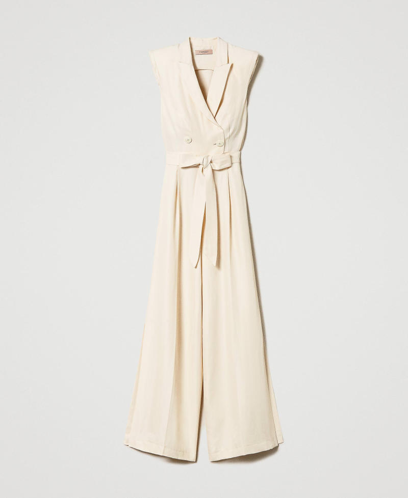 Long linen blend jumpsuit "Hazelnut” Brown Woman 231TT2777-0S