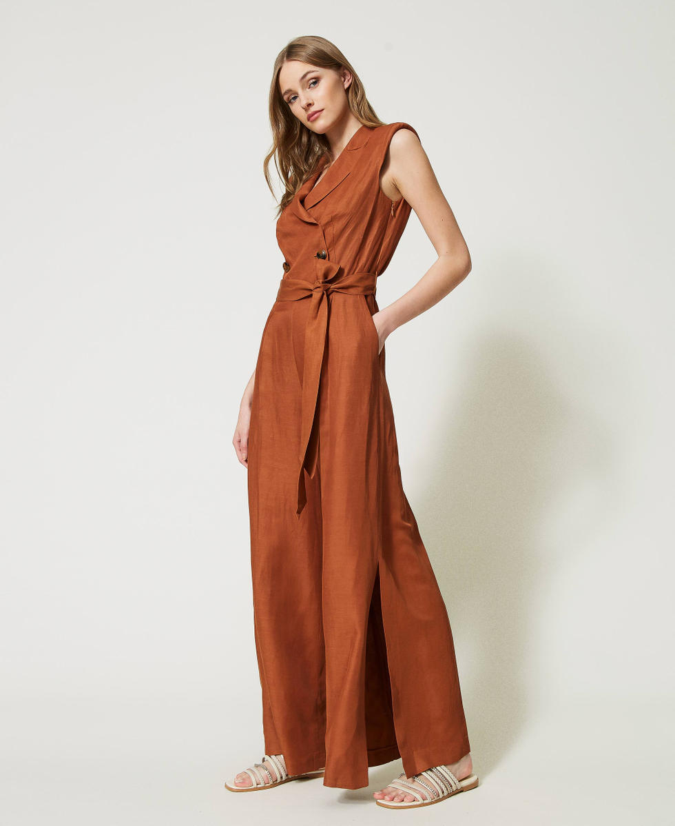 Long linen blend jumpsuit