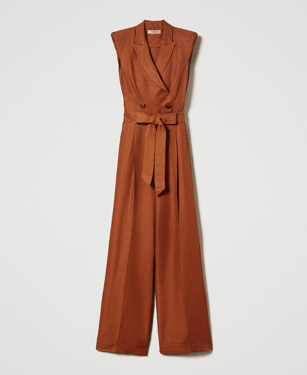 Long linen blend jumpsuit