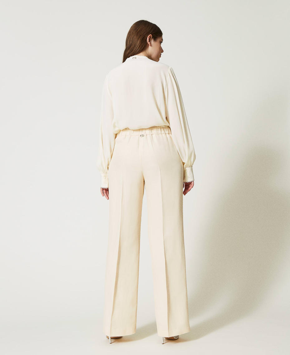 Linen blend trousers with elastic
