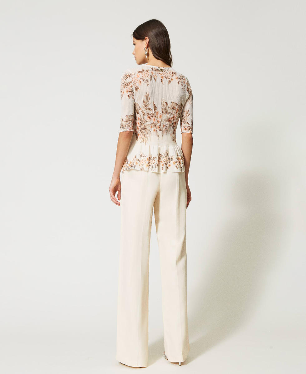 Linen blend trousers with elastic
