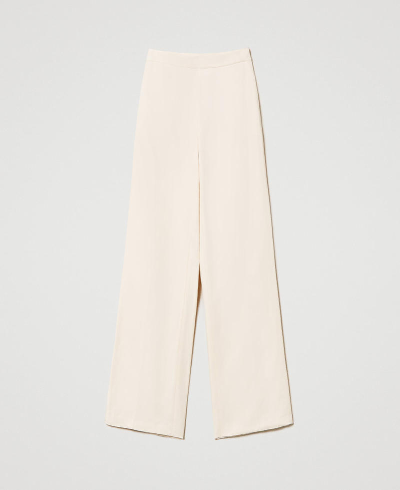 Pantaloni misto lino con elastico Avorio Donna 231TT2778-0S