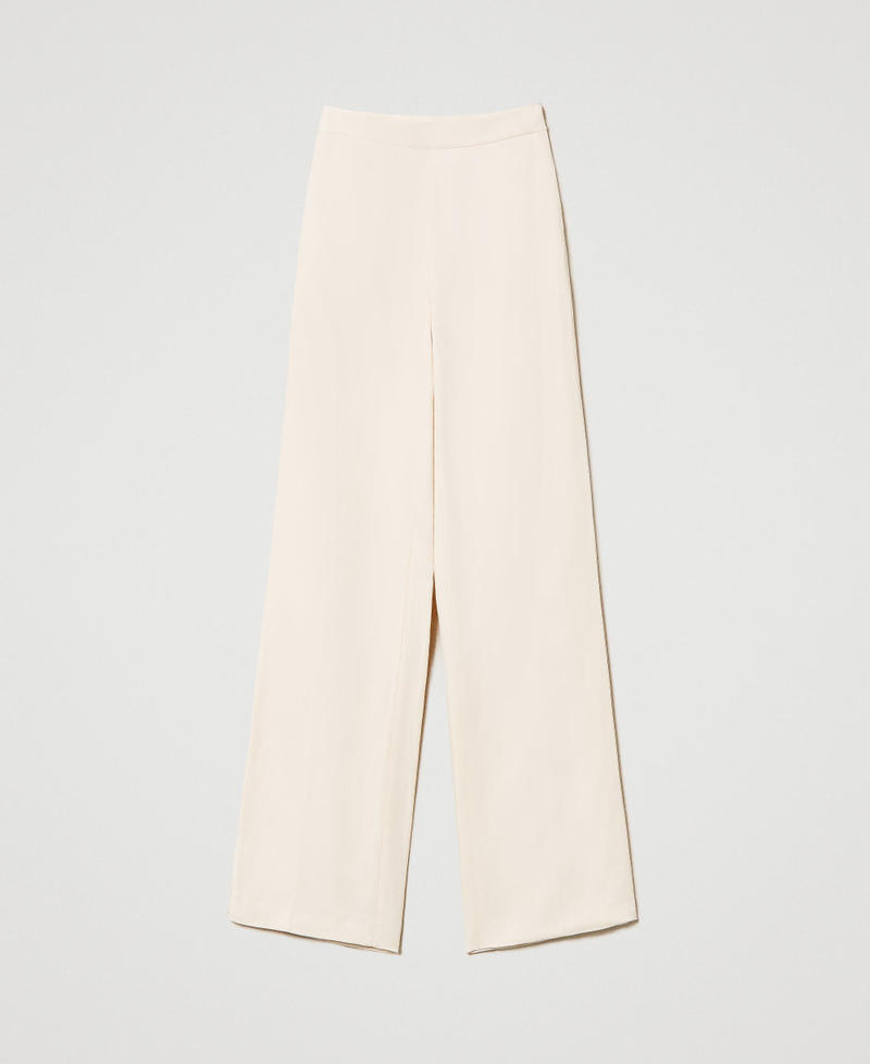 Linen blend trousers with elastic