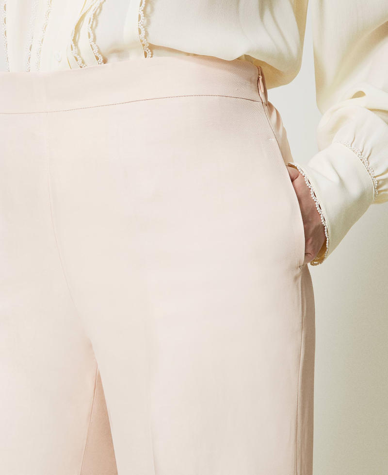 Linen blend trousers with elastic Parisienne Pink Woman 231TT2778_00714_04