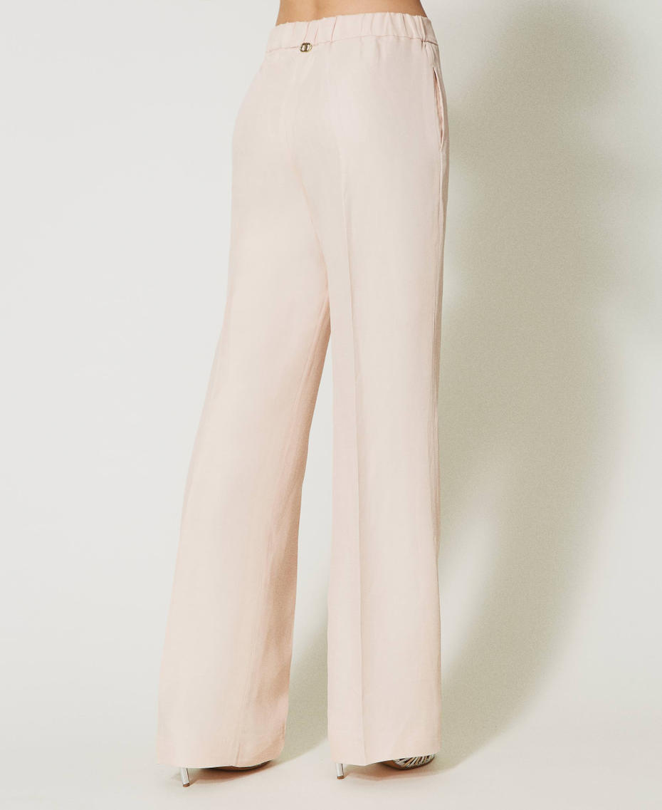 Linen blend trousers with elastic Parisienne Pink Woman 231TT2778_00714_08