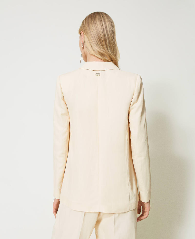 Linen blend open blazer