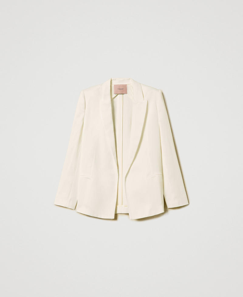 Linen blend open blazer