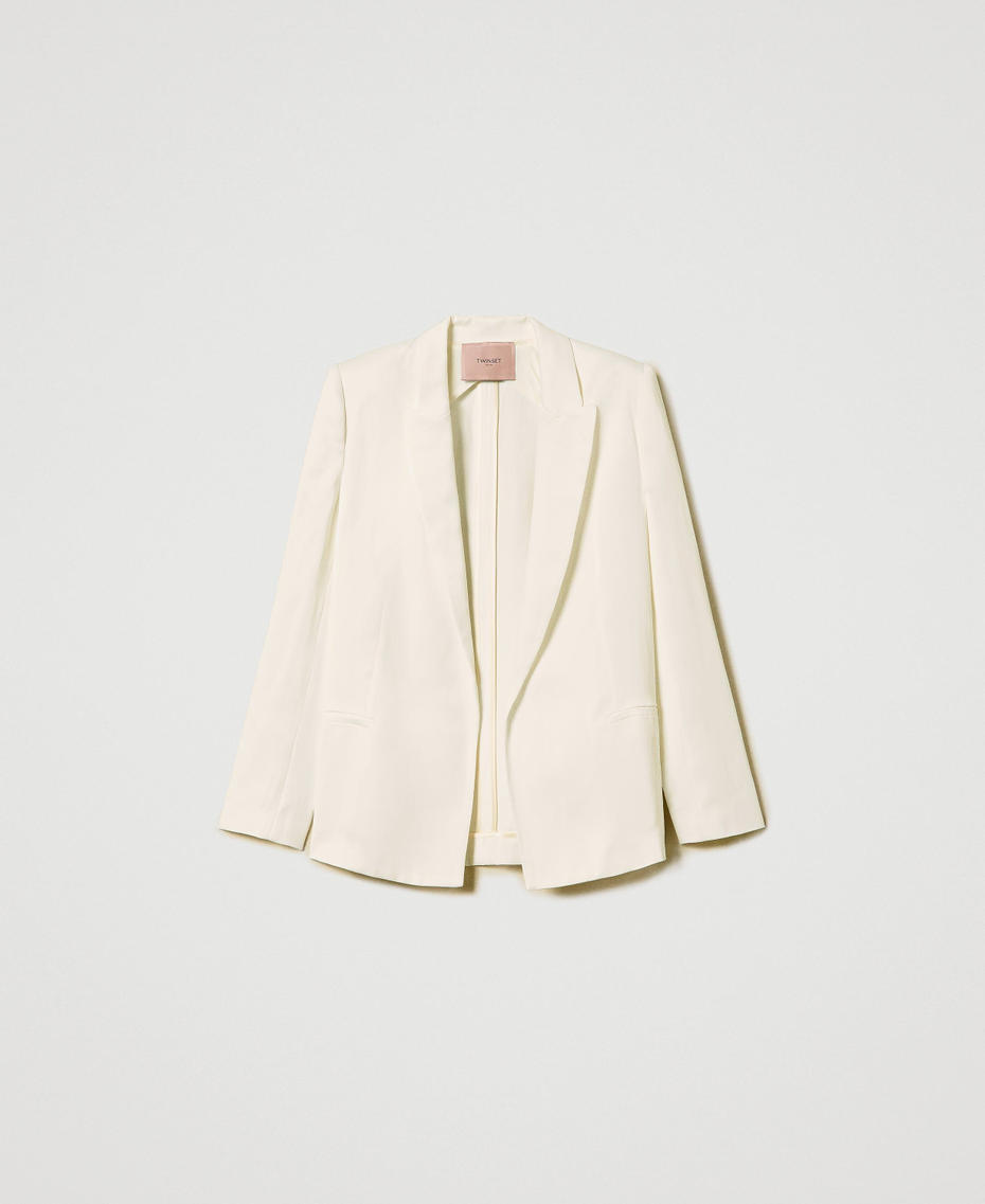 Linen blend open blazer