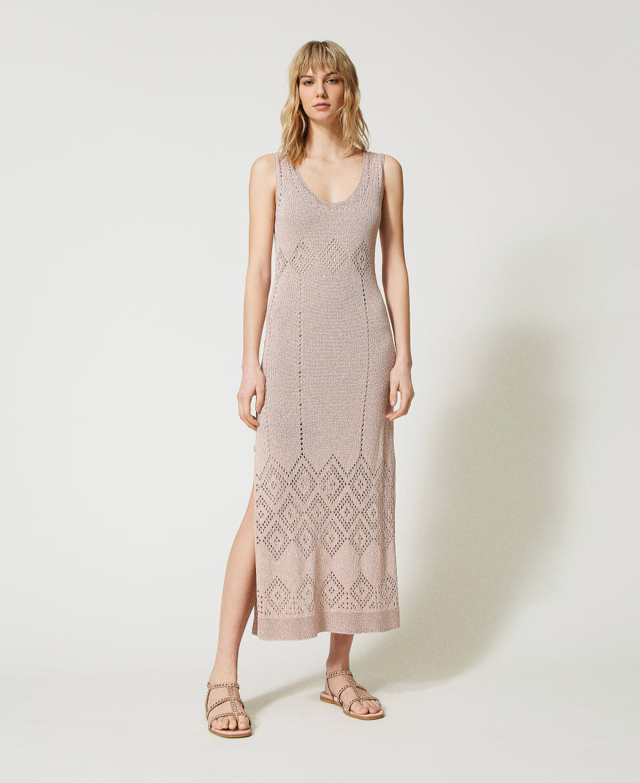 Robe longue double usage en fil lurex Rose Parisienne Femme 231TT3025_00714_01