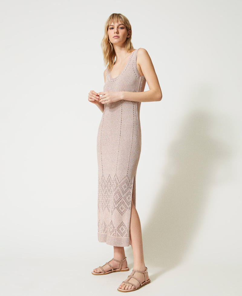 Robe longue double usage en fil lurex Rose Parisienne Femme 231TT3025_00714_02