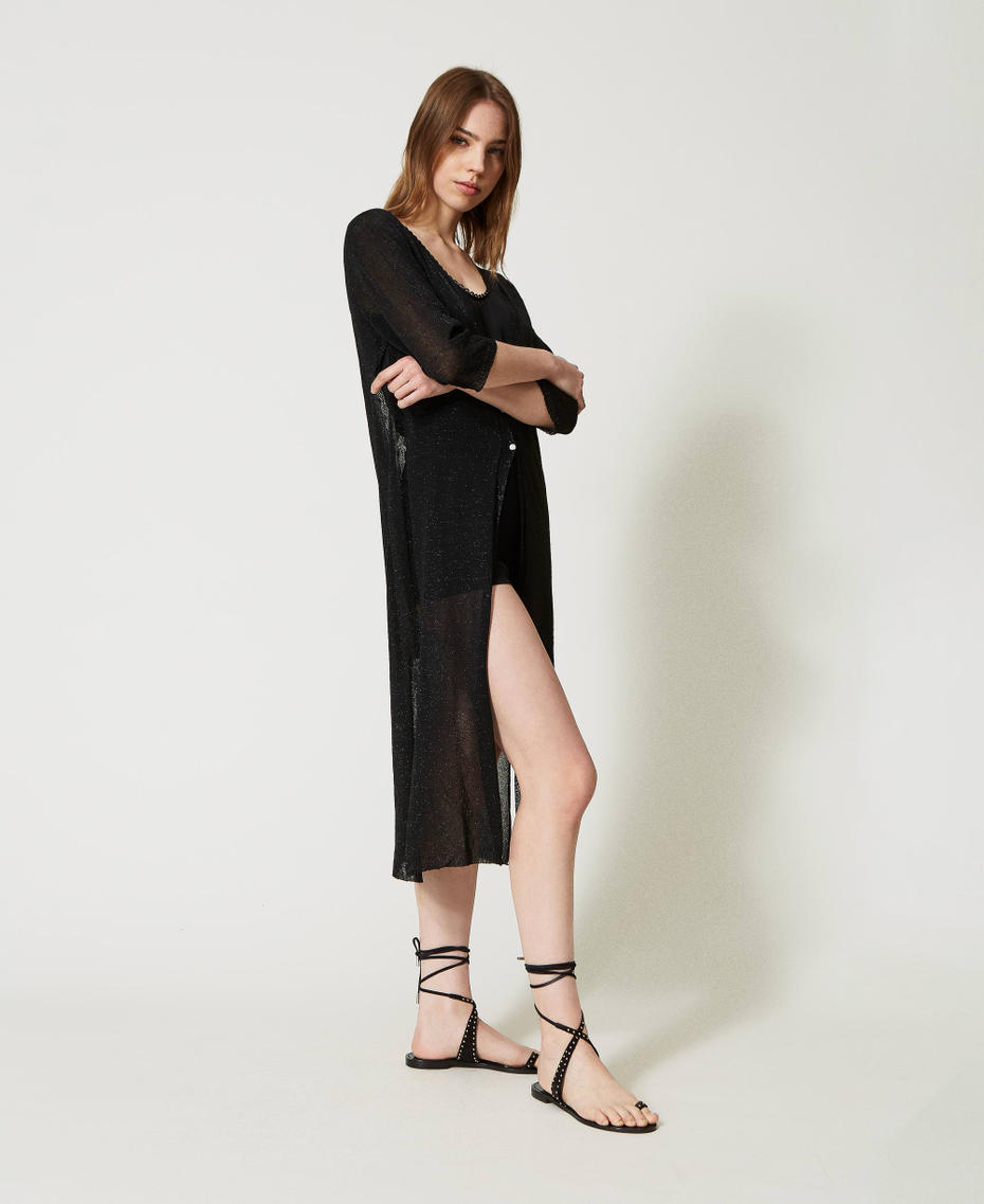 Long lurex yarn cardigan