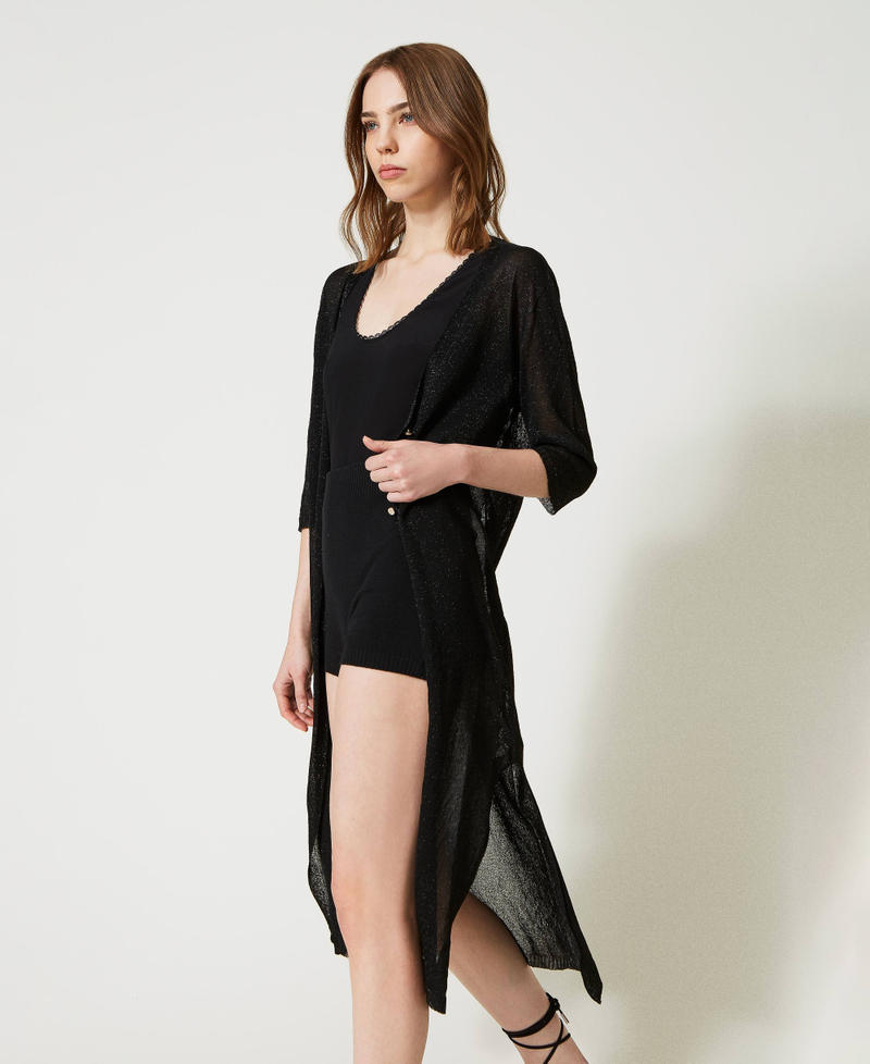Long lurex yarn cardigan