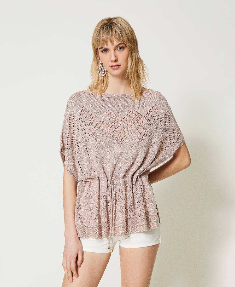 Pull poncho en fil lurex