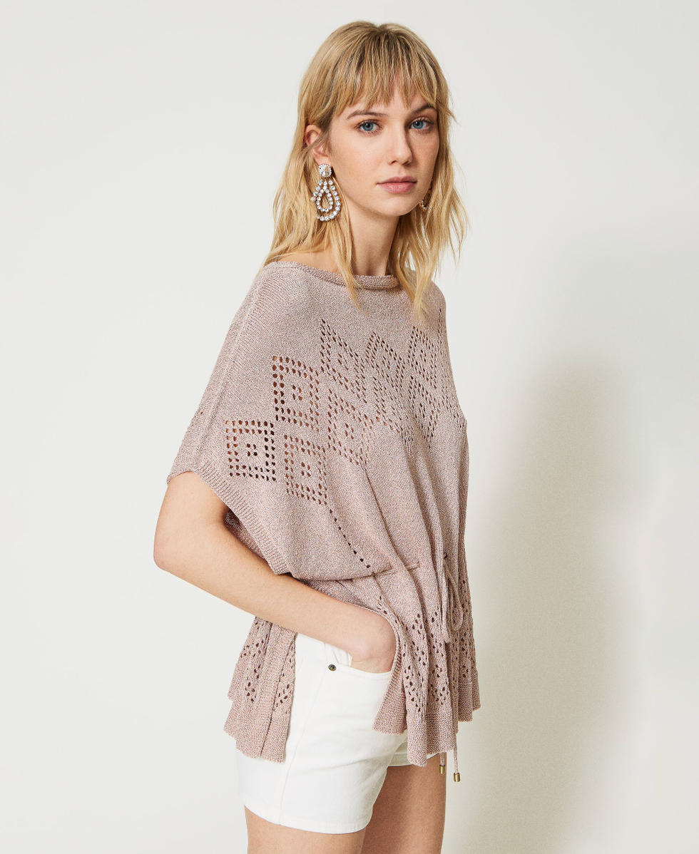Pull poncho en fil lurex