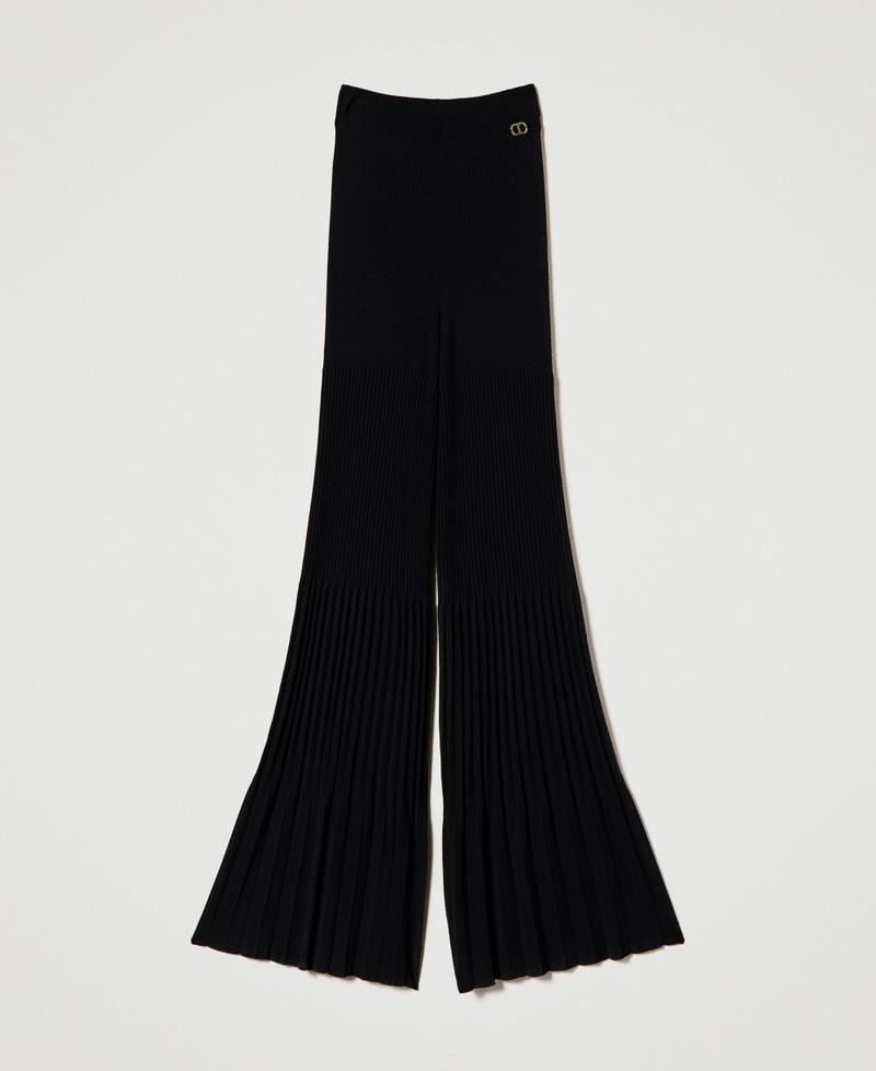 Pantaloni a palazzo con plisse Donna Nero TWINSET Milano