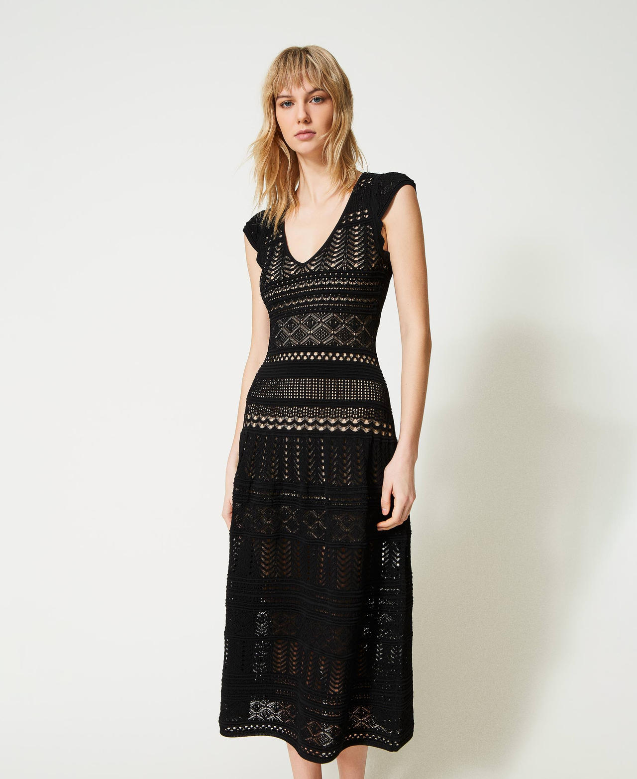 Lace knit dress top
