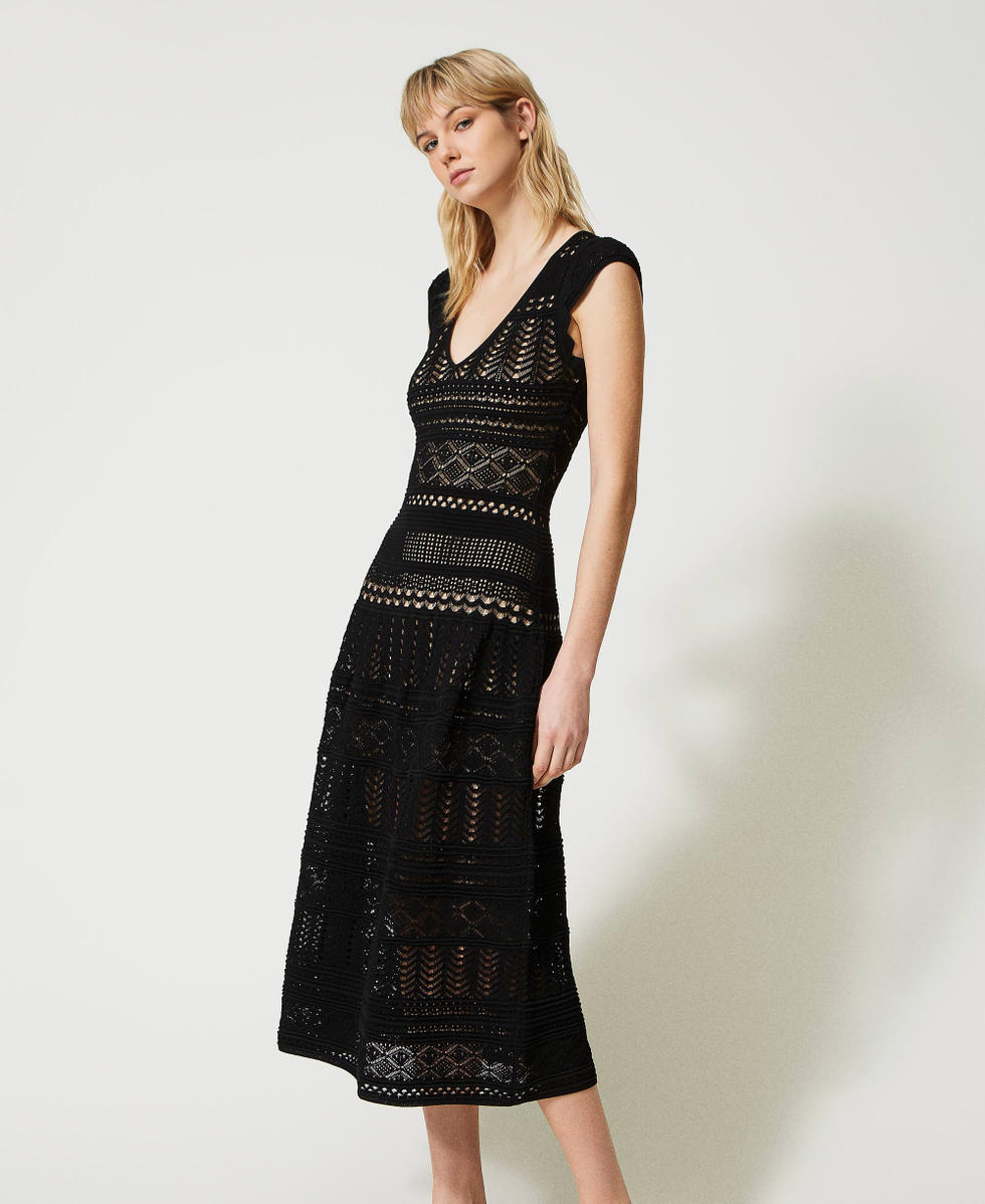 Vestito nero lungo pizzo 2025