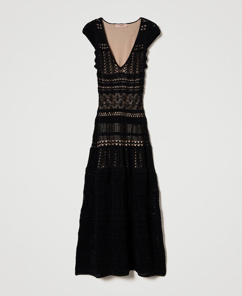 Long knit dress with lace stitch White Snow Woman 231TT3090-0S