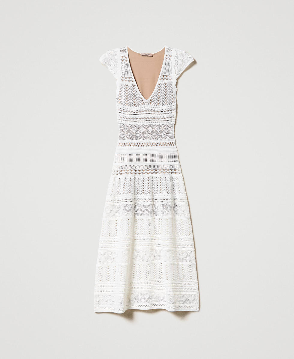 Robe longue en maille point dentelle