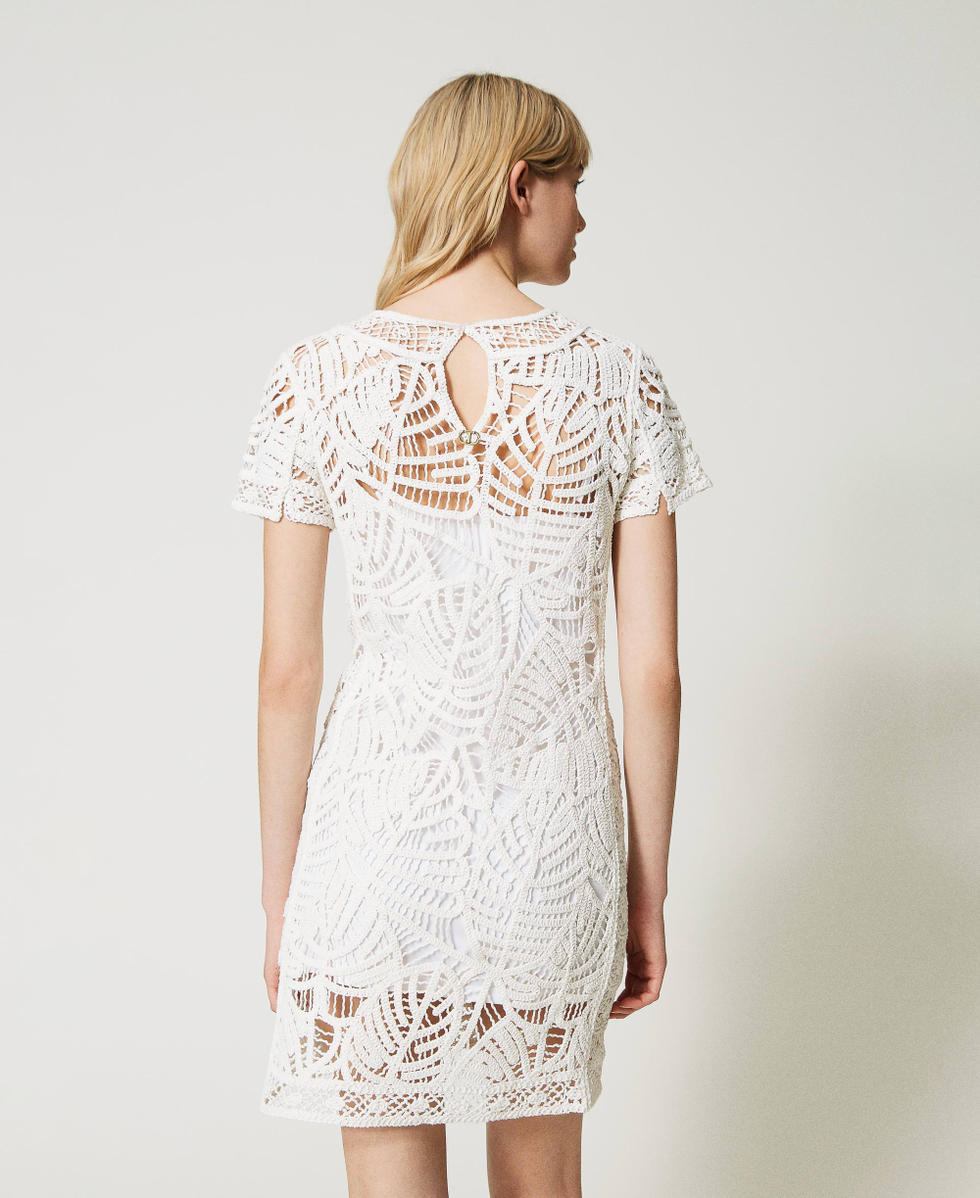 Short white crochet dress online