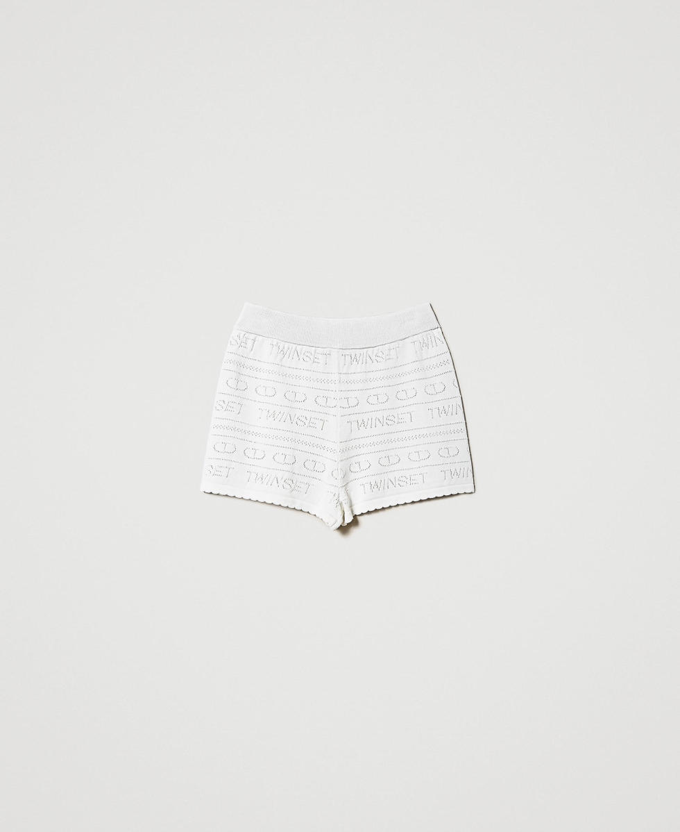 Shorts in maglia traforata con logo