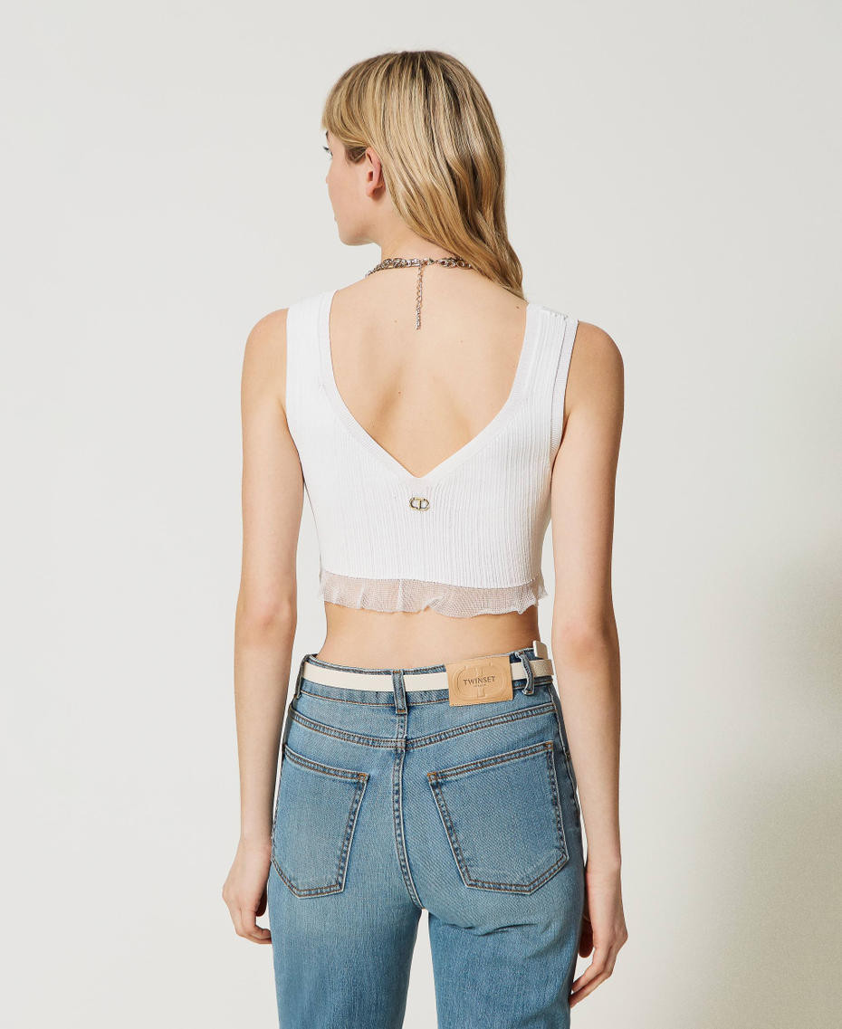 Ribbed cropped top with flounce
