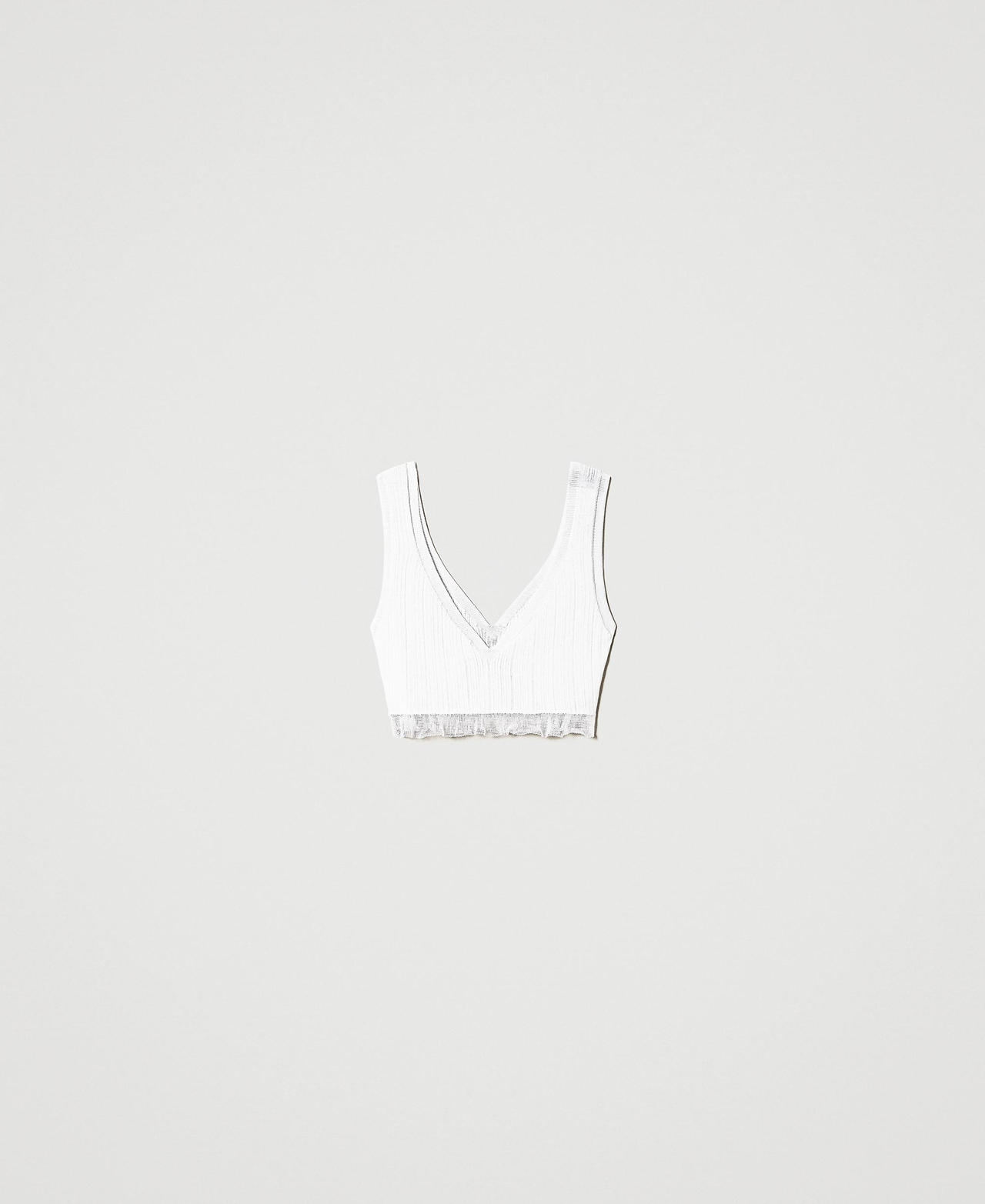 Ribbed cropped top with flounce