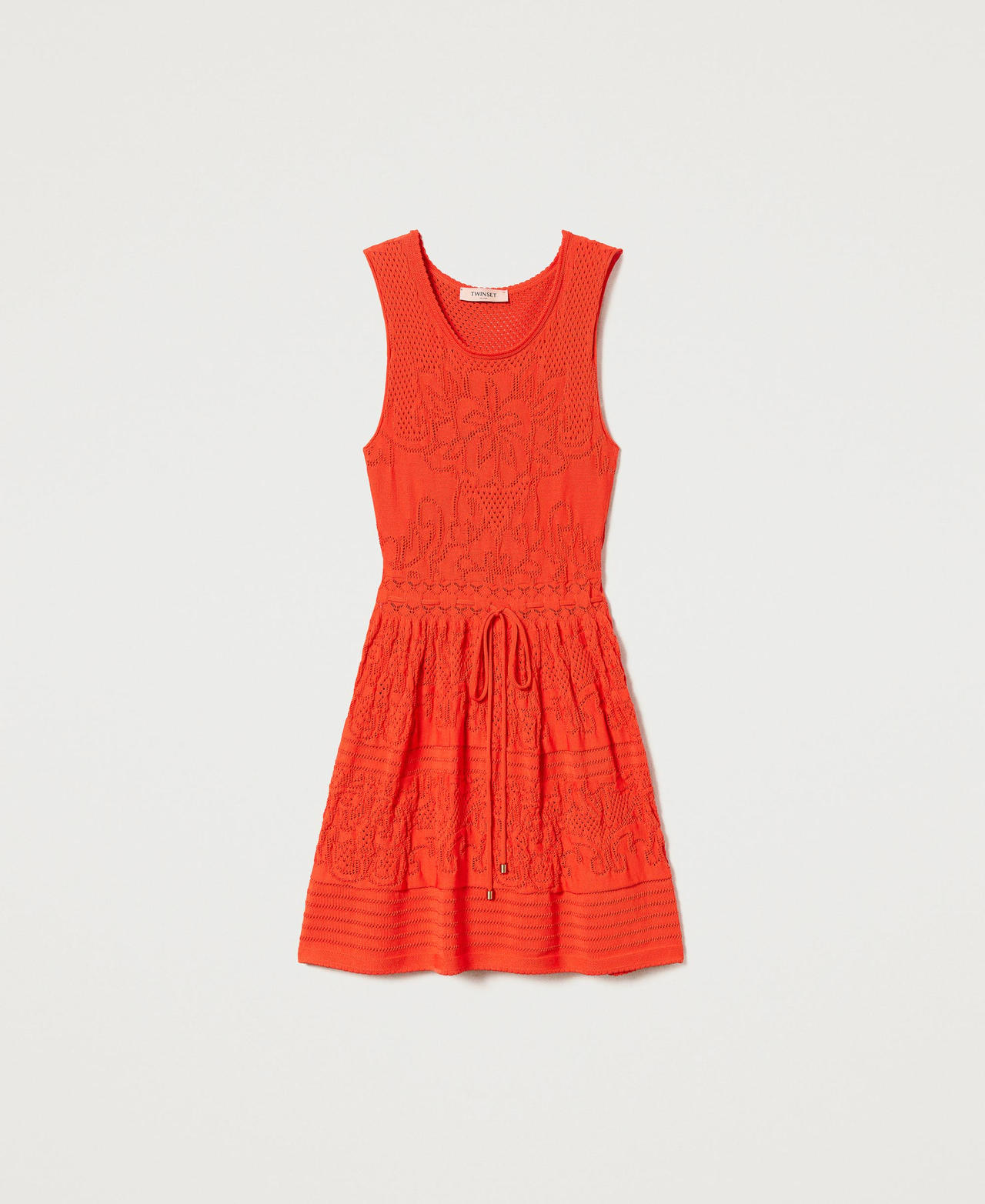Короткое трикотажное платье с годе Оранжевый "Оранжевое солнце" женщина 231TT3140-0S