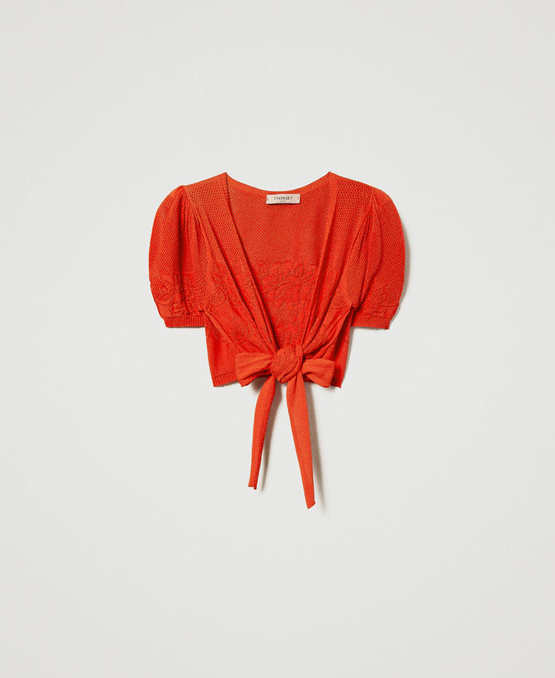 Shrug top with openwork flowers "Orange Sun” Orange Woman 231TT3152-0S