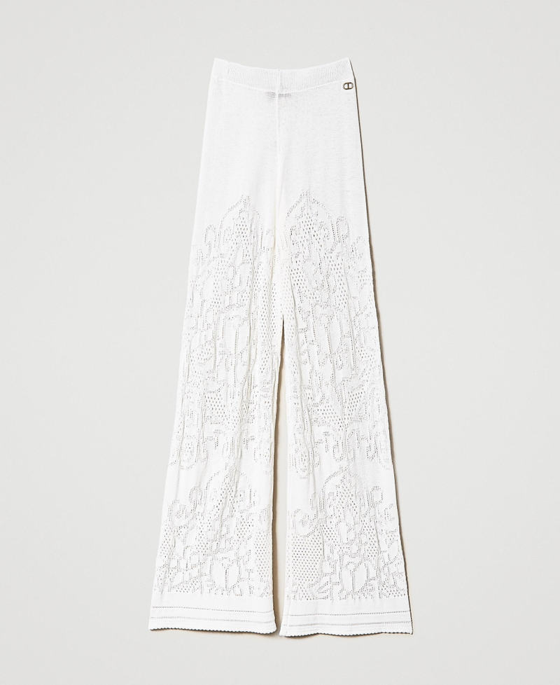Palazzo Trousers with openwork flowers White Snow Woman 231TT3153-0S