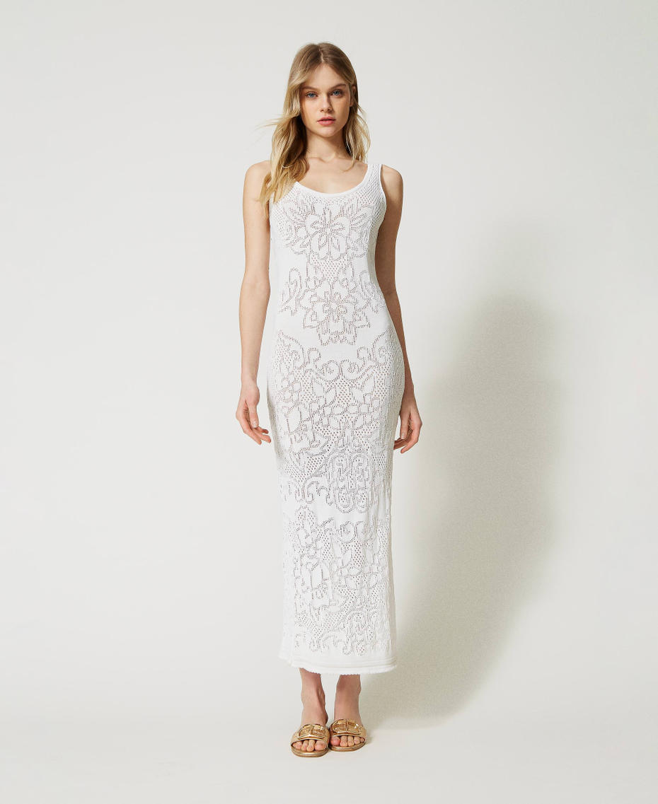Long dress with openwork flowers White Snow Woman 231TT3154-01