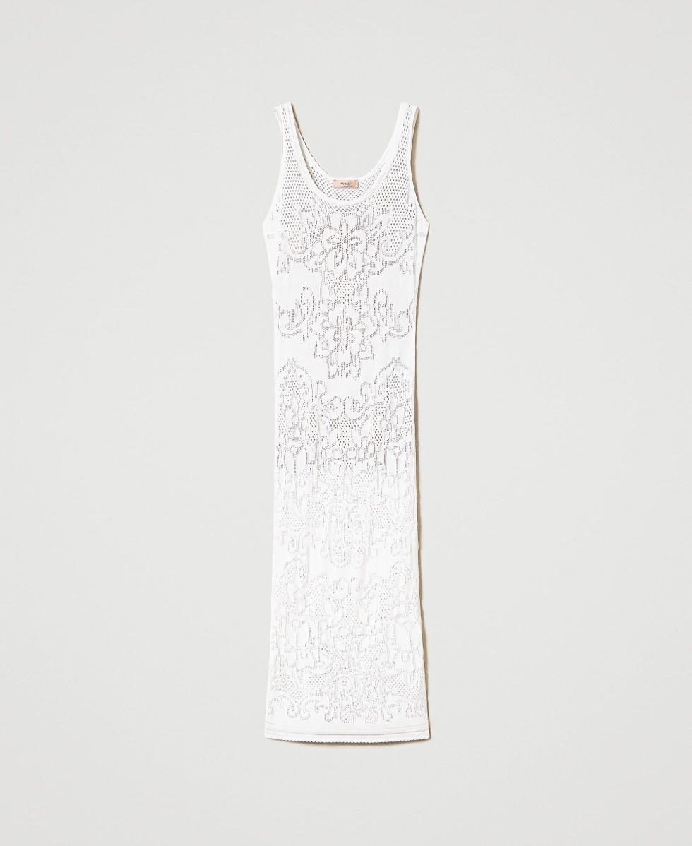 Robe longue avec fleurs ajour&eacute;es