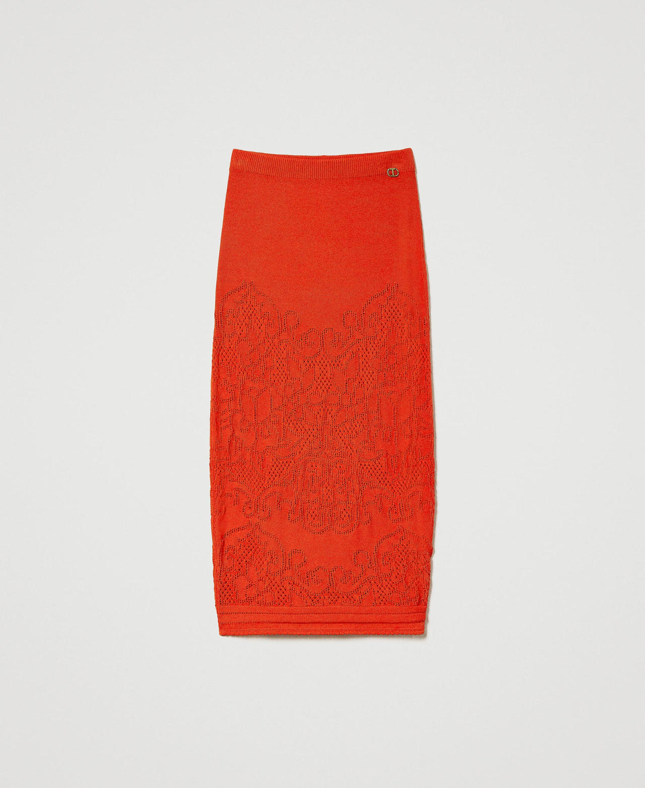 Jupe mi-longue avec fleurs ajourées Orange « Orange Sun » Femme 231TT3156-0S