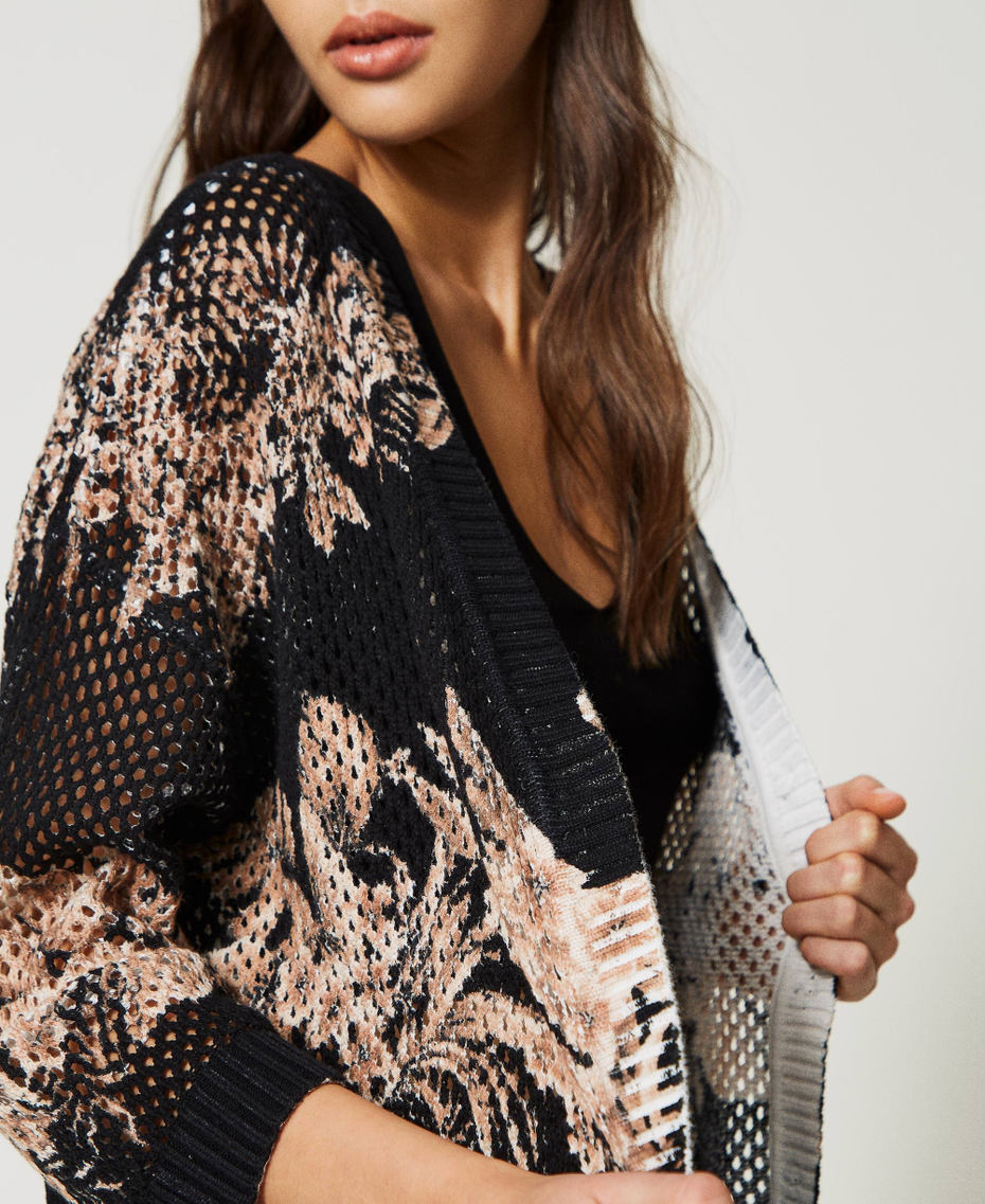 Pull-cardigan boxy avec imprim&eacute;