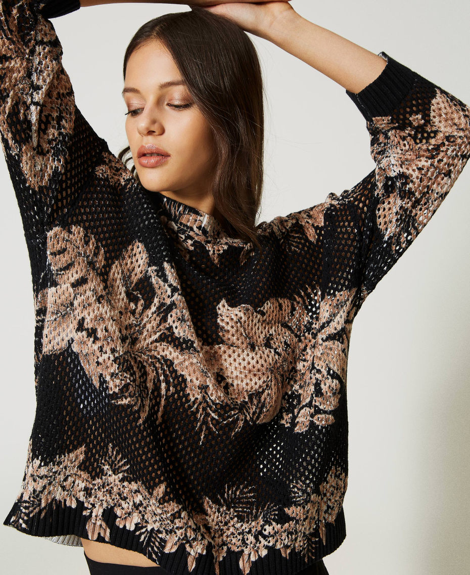 Pull-cardigan boxy avec imprim&eacute;