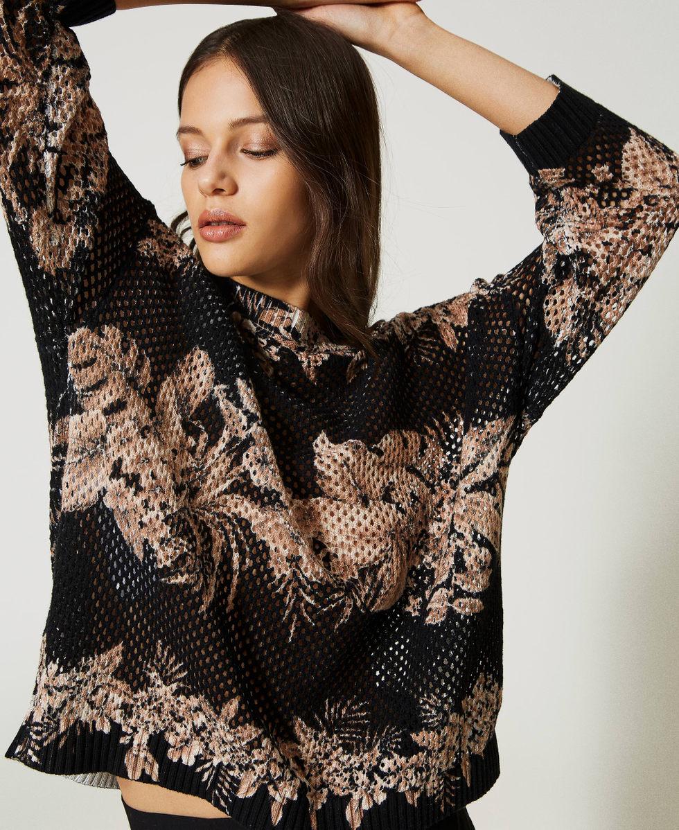 Boxy jumper-cardigan with print