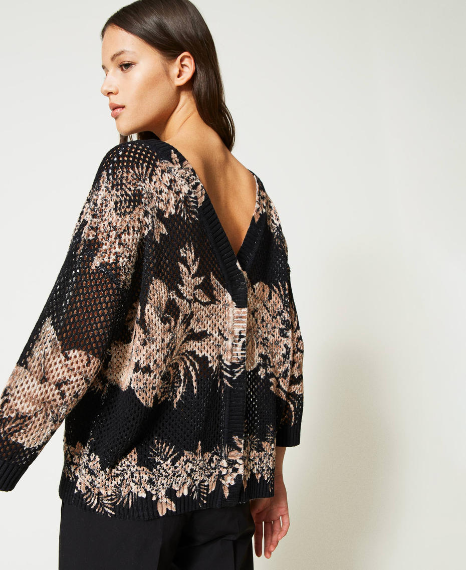 Pull-cardigan boxy avec imprim&eacute;