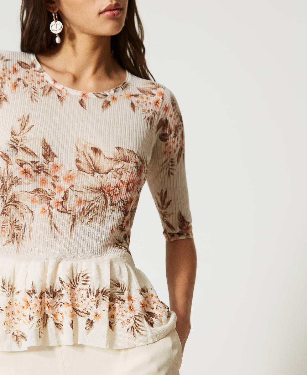 Jersey acanalado estampado