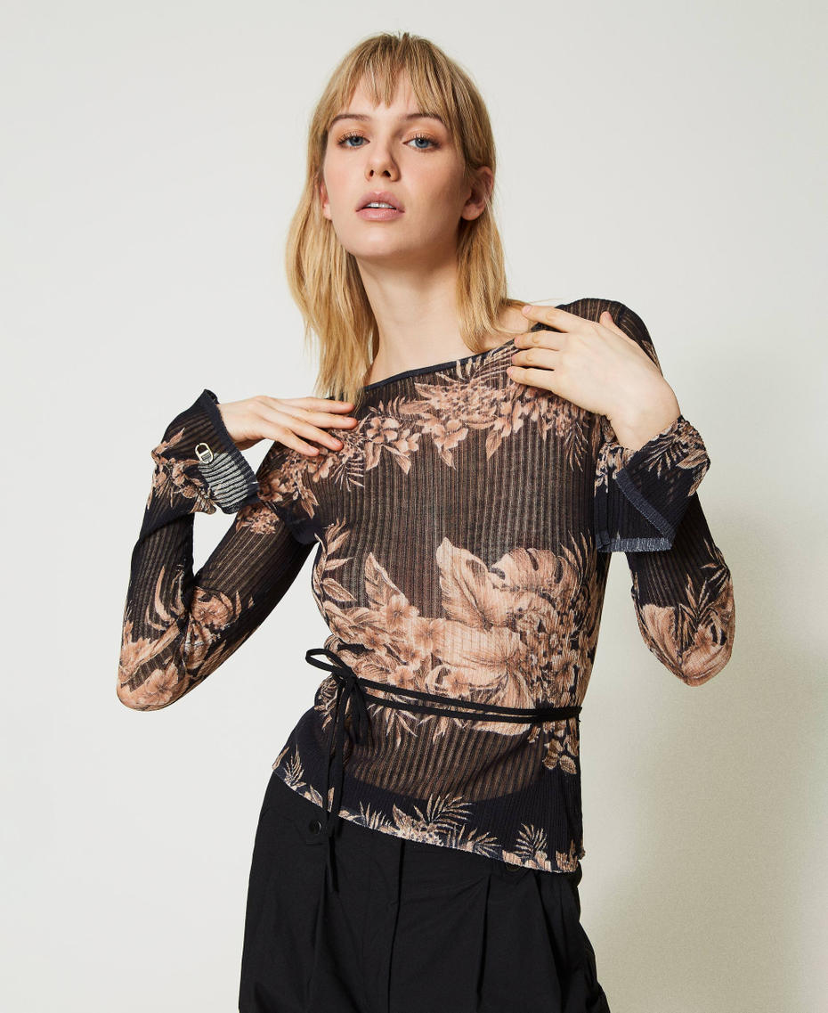 Pull double usage imprimé avec lacets